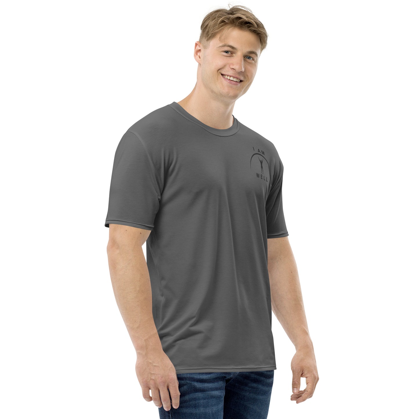 I AM WELL Men's Performance T-Shirt - Dark Grey w/ Black Logo