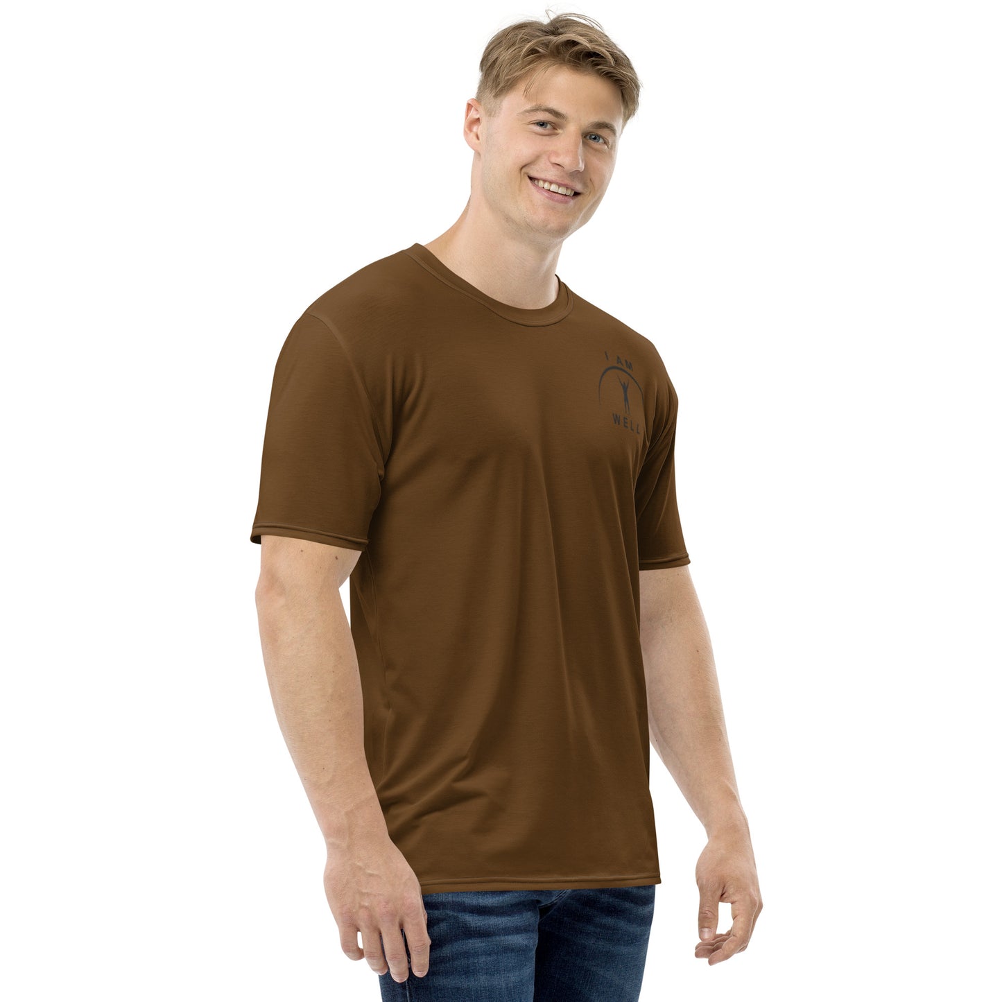 I AM WELL Men's Performance T-Shirt - Brown w/ Black Logo