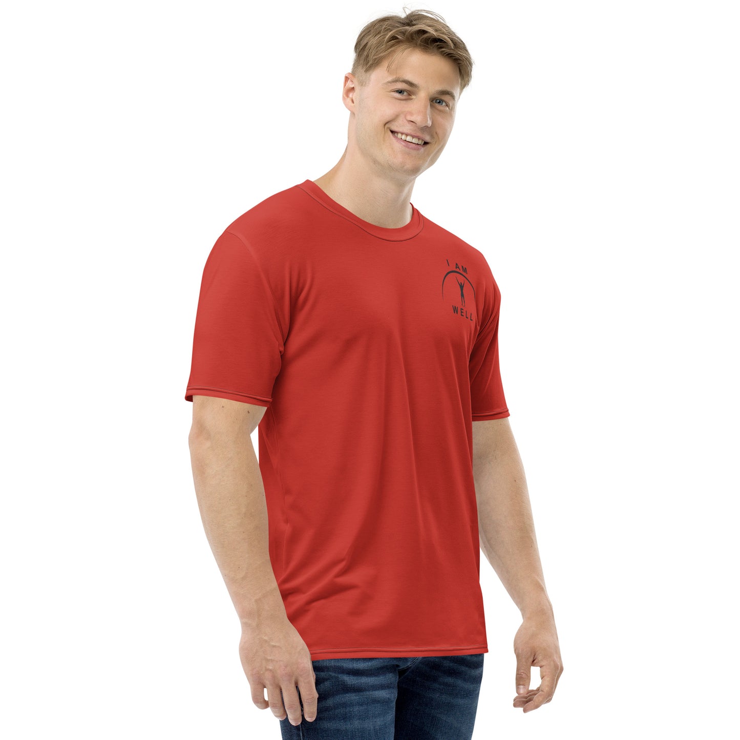 I AM WELL Men's Performance T-Shirt - Firefighter Red w/ Black Logo