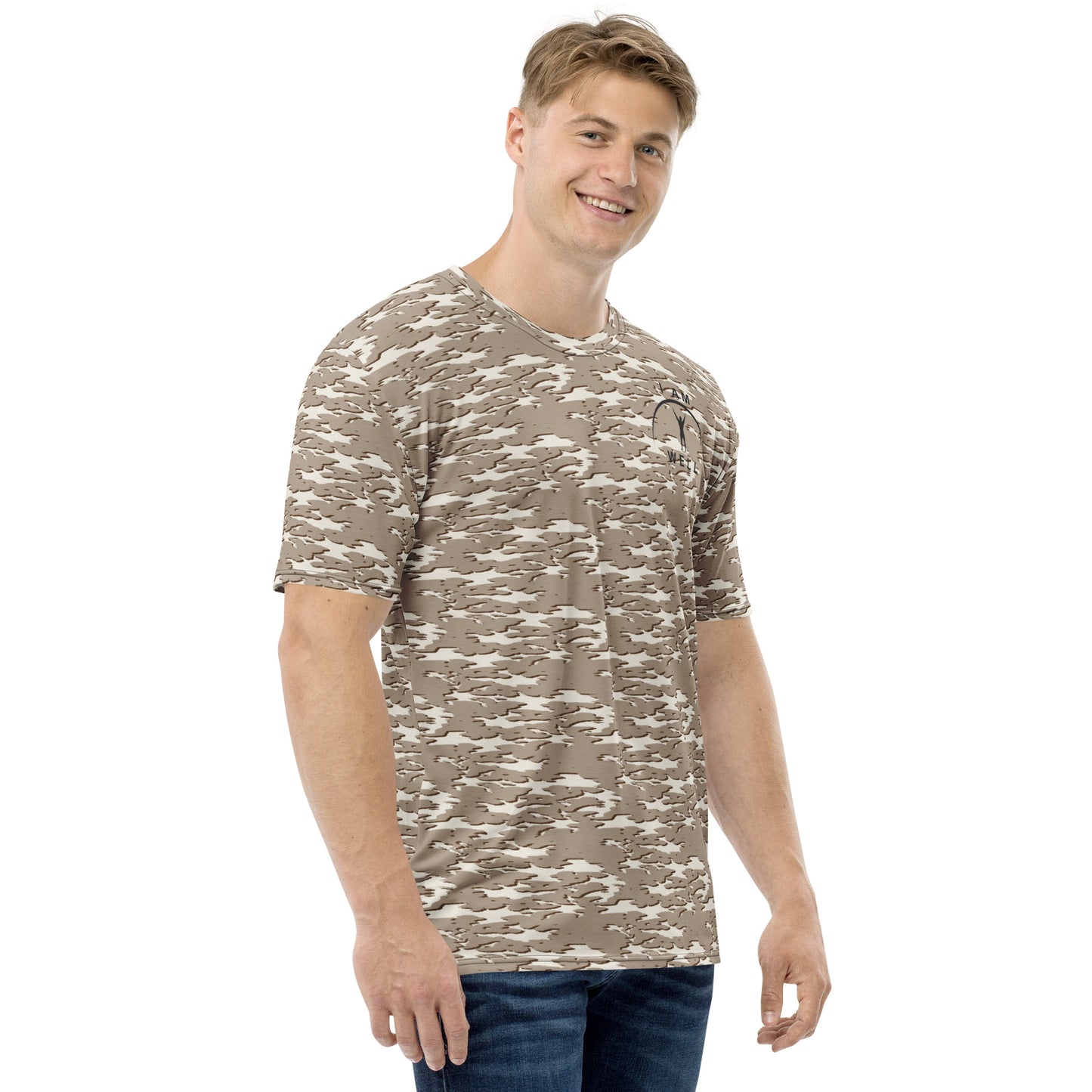 I AM WELL Men's Performance T-Shirt - Desert Camo w/ Black Logo