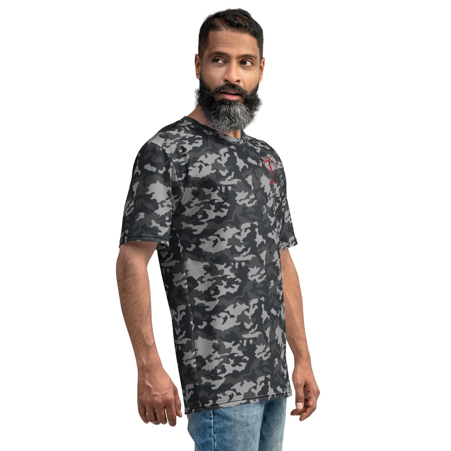 I AM WELL Men's Performance T-Shirt - Midnight Camo w/ Red Logo