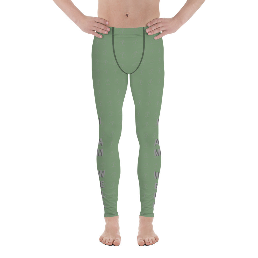 I AM WELL Men's Compression Lowers - Earth Green w/ Grey Logos