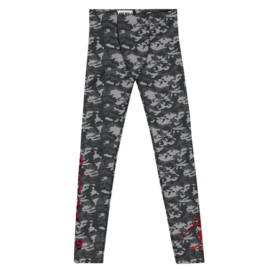 I AM WELL Men's Compression Lowers - Midnight Camo w/ Red Logo, Joshua 1:9