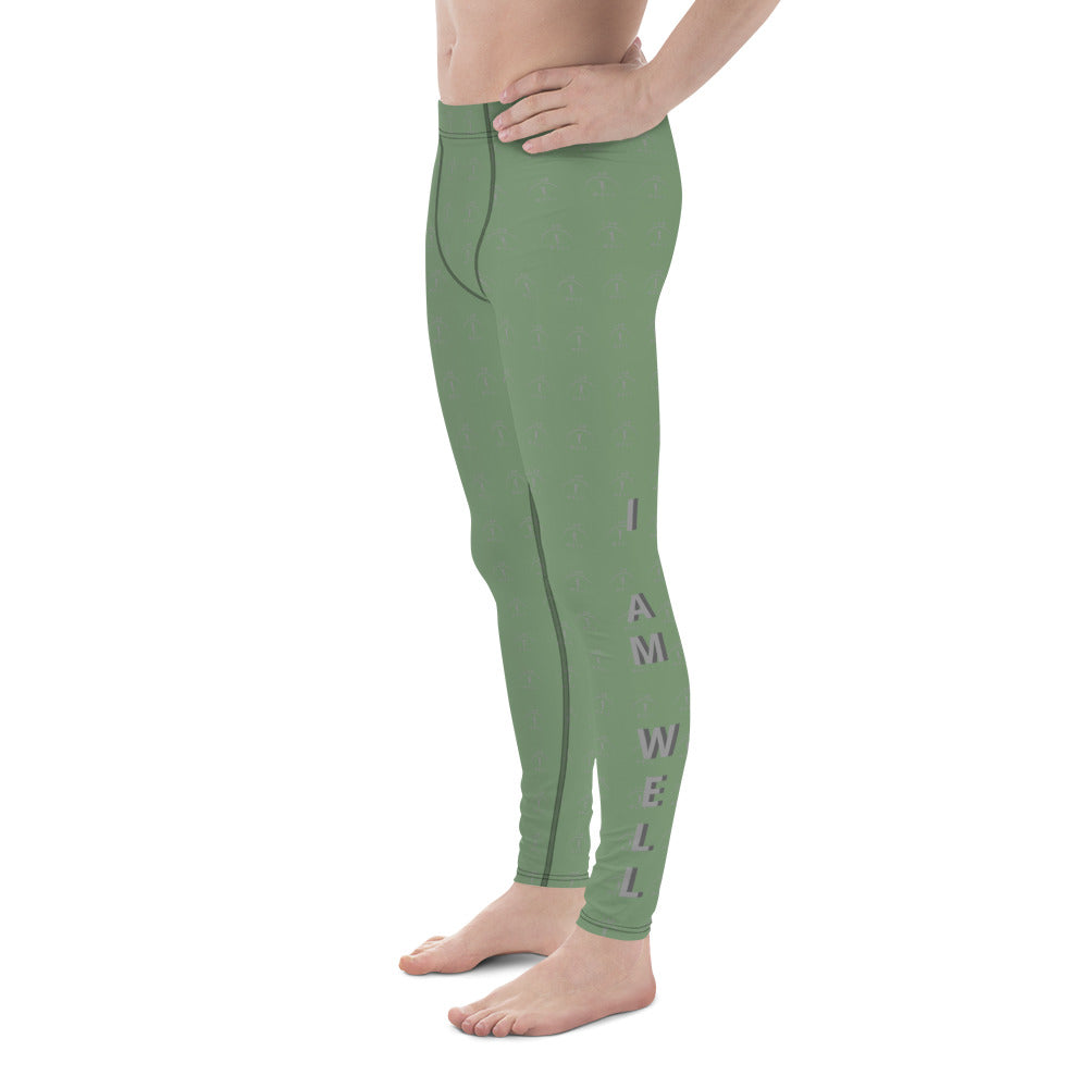 I AM WELL Men's Compression Lowers - Earth Green w/ Grey Logos