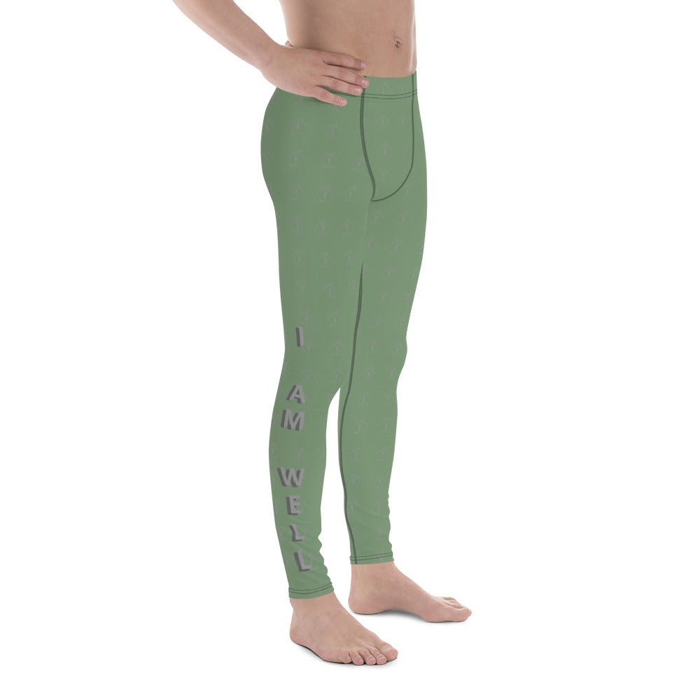 I AM WELL Men's Compression Lowers - Earth Green w/ Grey Logos