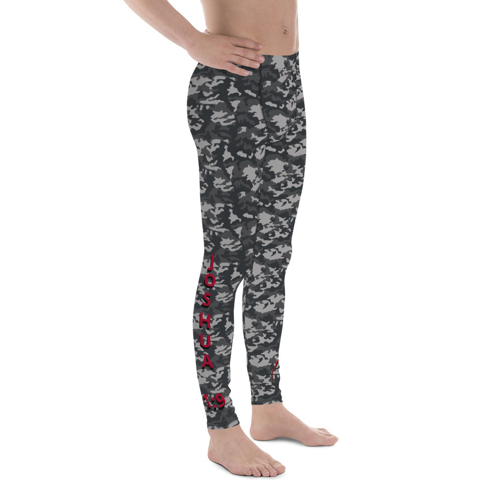 I AM WELL Men's Compression Lowers - Midnight Camo w/ Red Logo, Joshua 1:9