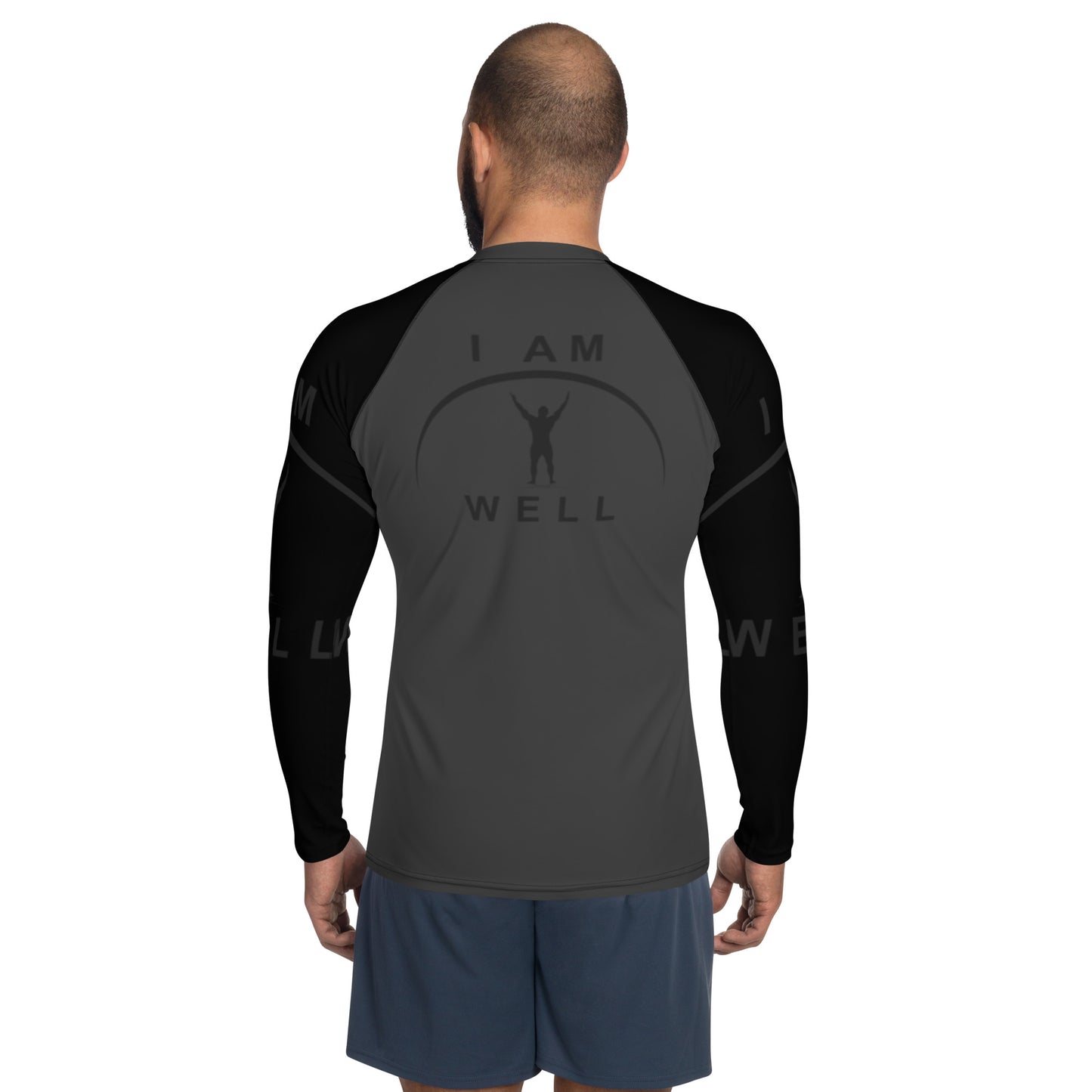 I AM WELL Men's Rash Guard - Dark Grey and Black w/ Grey and Black Logo