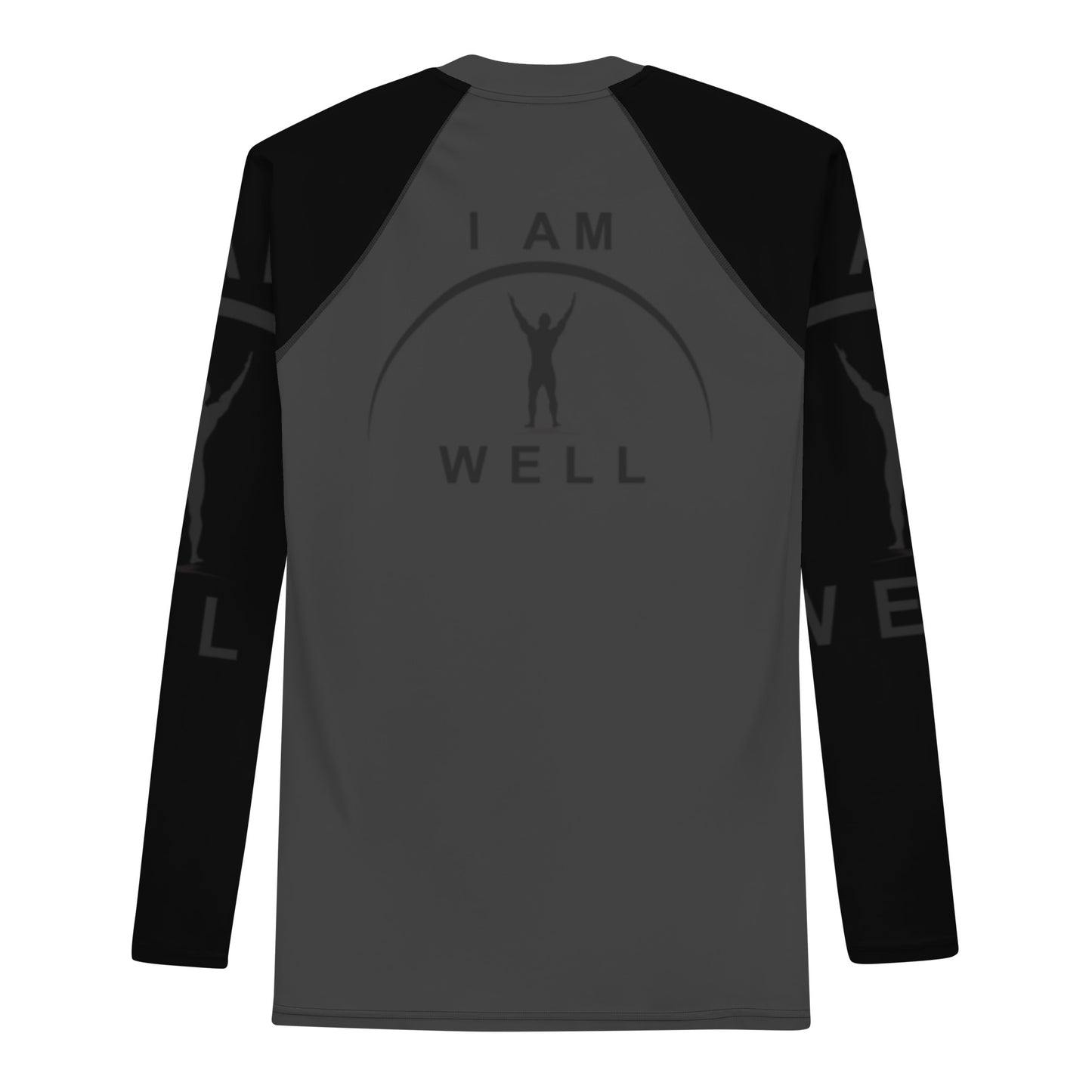 I AM WELL Men's Rash Guard - Dark Grey and Black w/ Grey and Black Logo