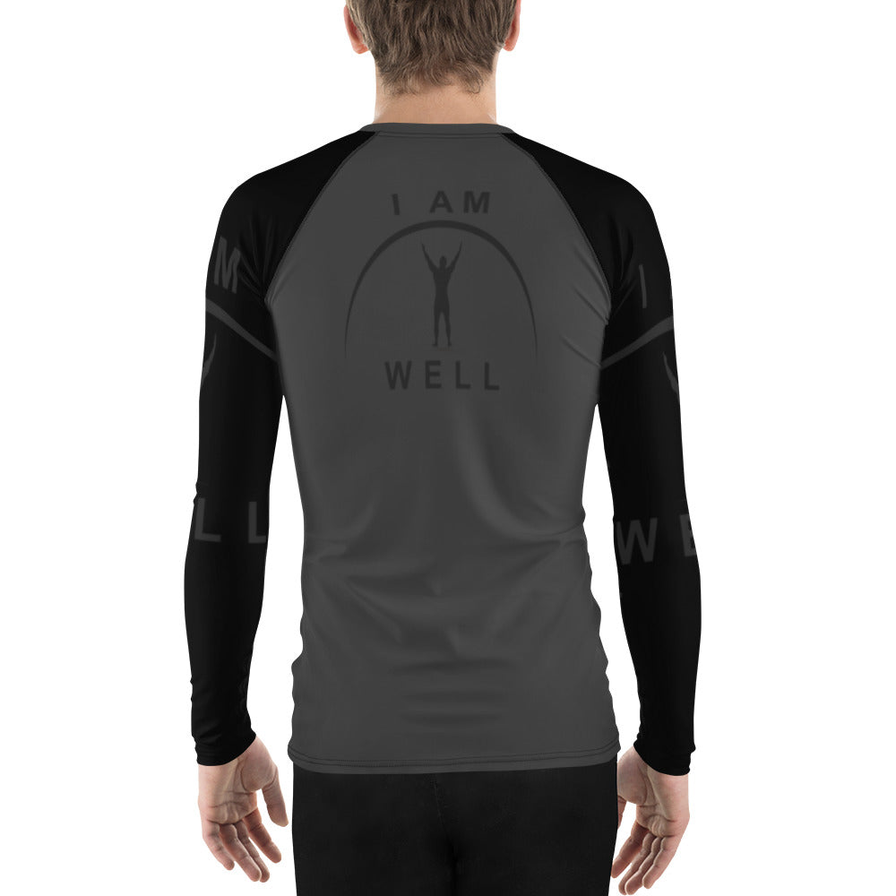 I AM WELL Men's Rash Guard - Dark Grey and Black w/ Grey and Black Logo