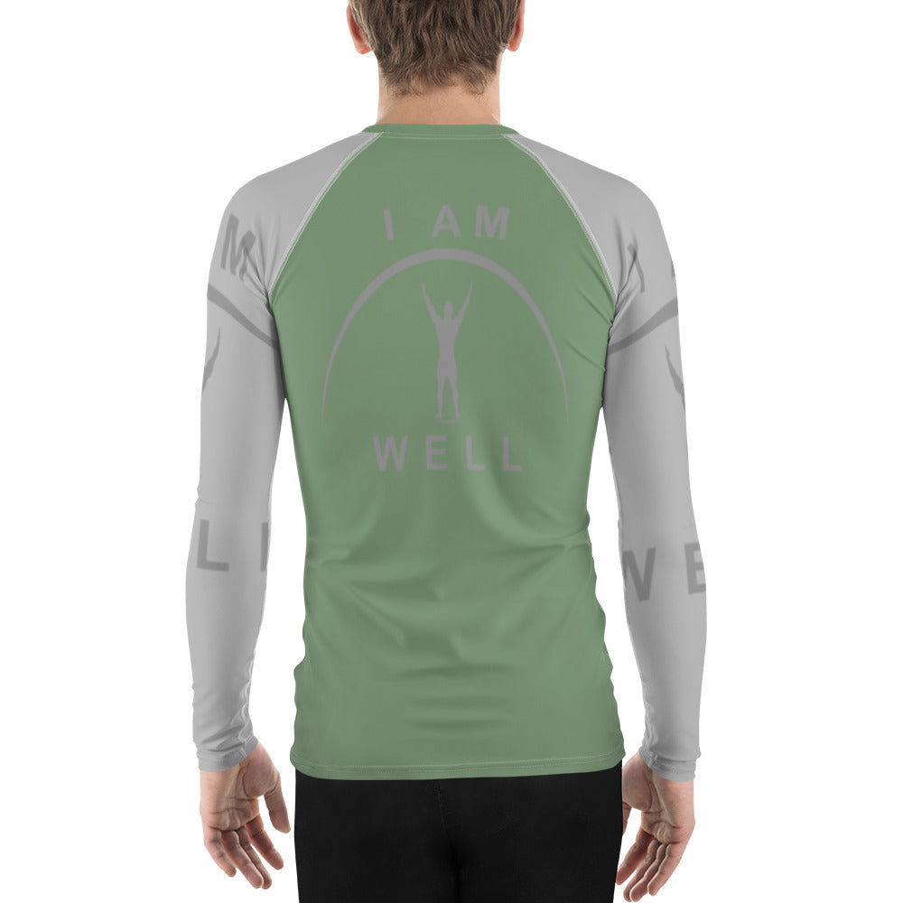 I AM WELL Men's Rash Guard - Earth Green and Grey w/ Grey Logo