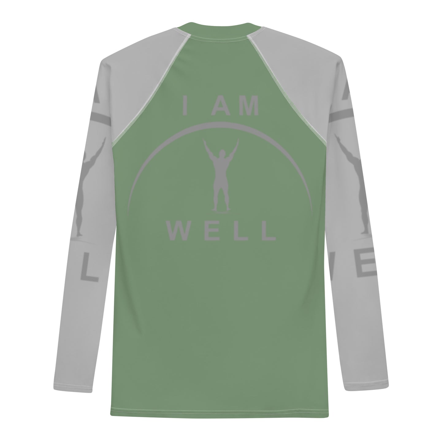 I AM WELL Men's Rash Guard - Earth Green and Grey w/ Grey Logo