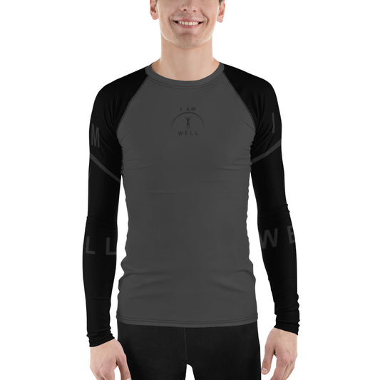 I AM WELL Men's Rash Guard - Dark Grey and Black w/ Grey and Black Logo