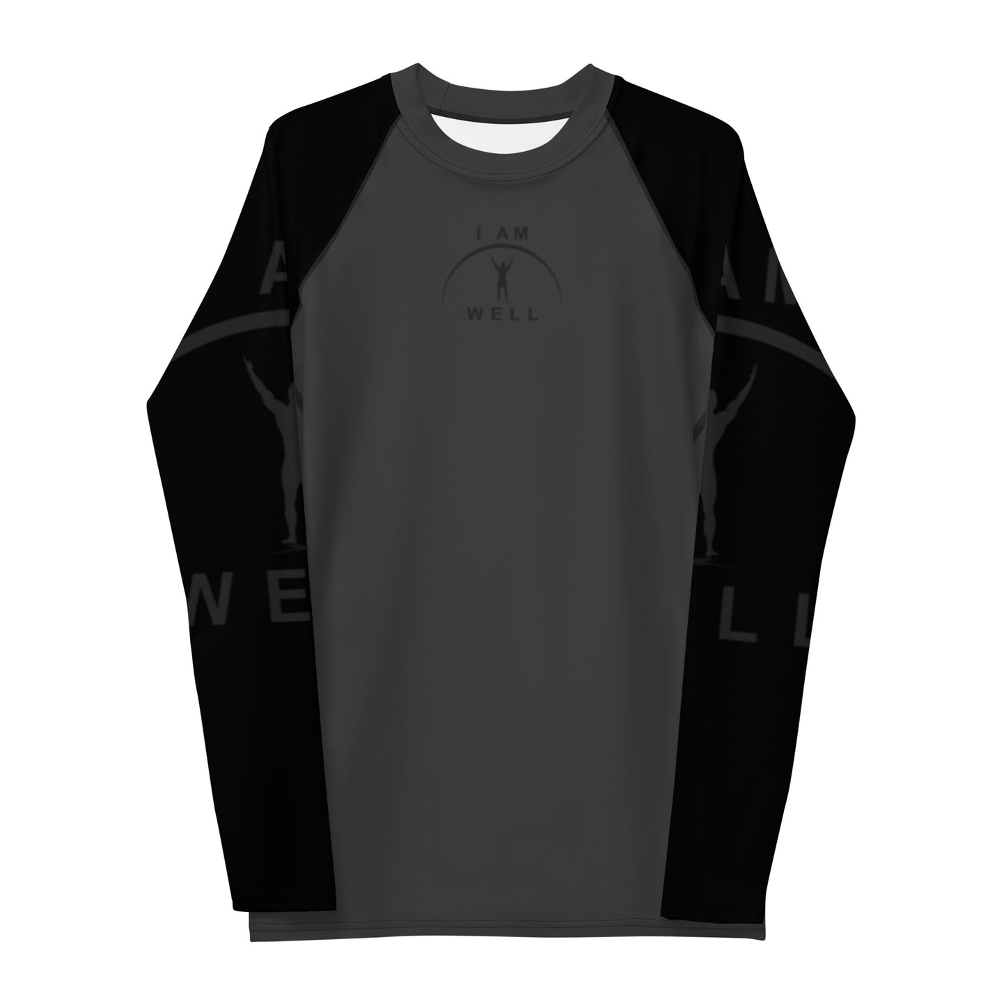 I AM WELL Men's Rash Guard - Dark Grey and Black w/ Grey and Black Logo