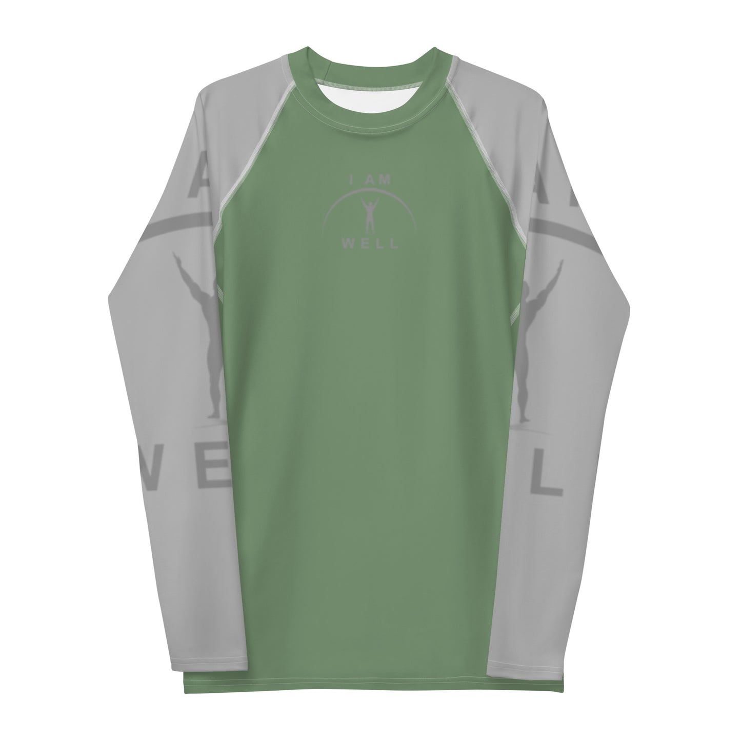 I AM WELL Men's Rash Guard - Earth Green and Grey w/ Grey Logo