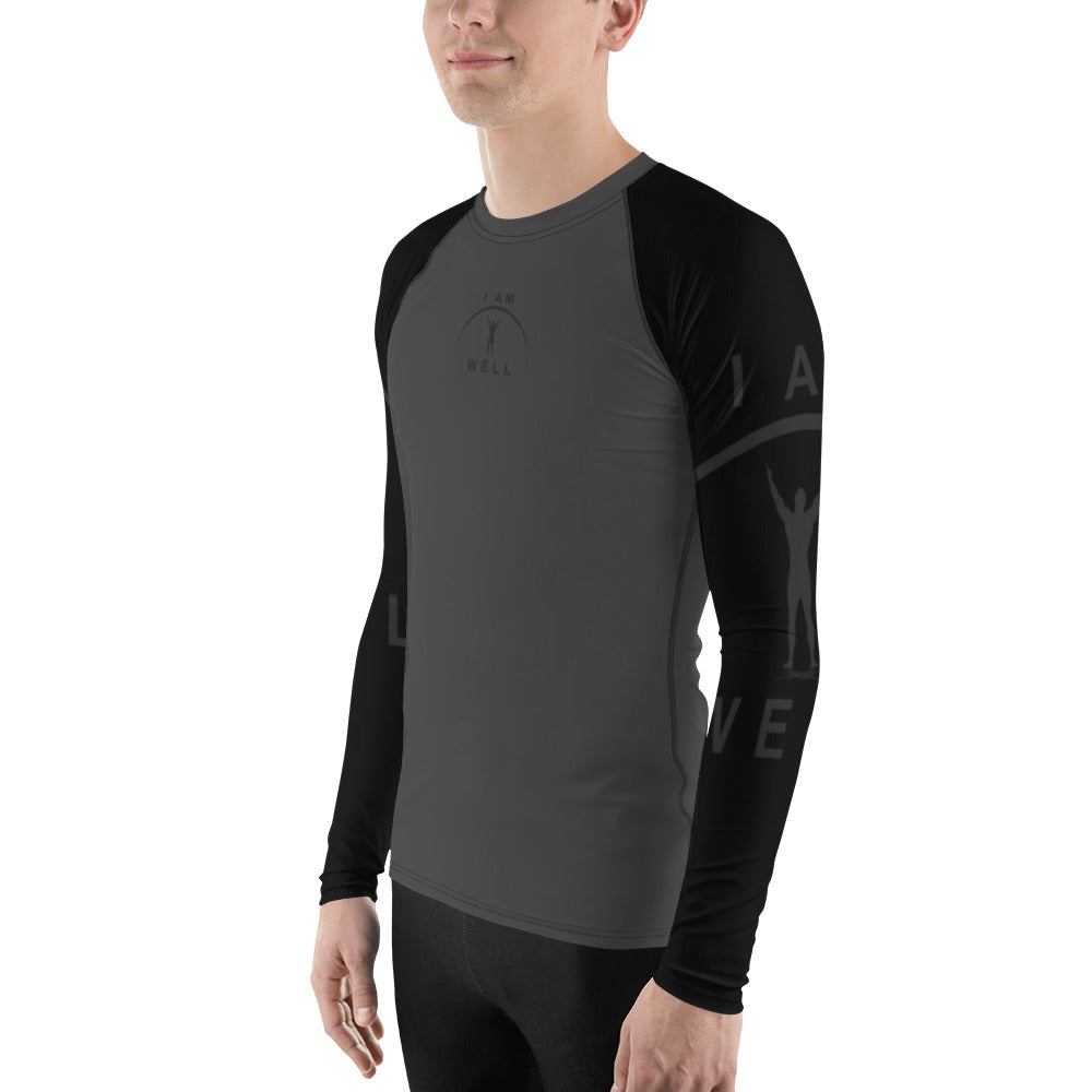 I AM WELL Men's Rash Guard - Dark Grey and Black w/ Grey and Black Logo