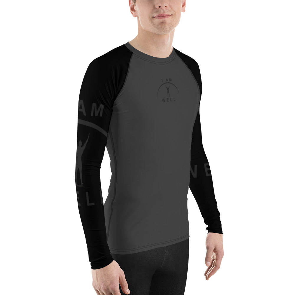 I AM WELL Men's Rash Guard - Dark Grey and Black w/ Grey and Black Logo