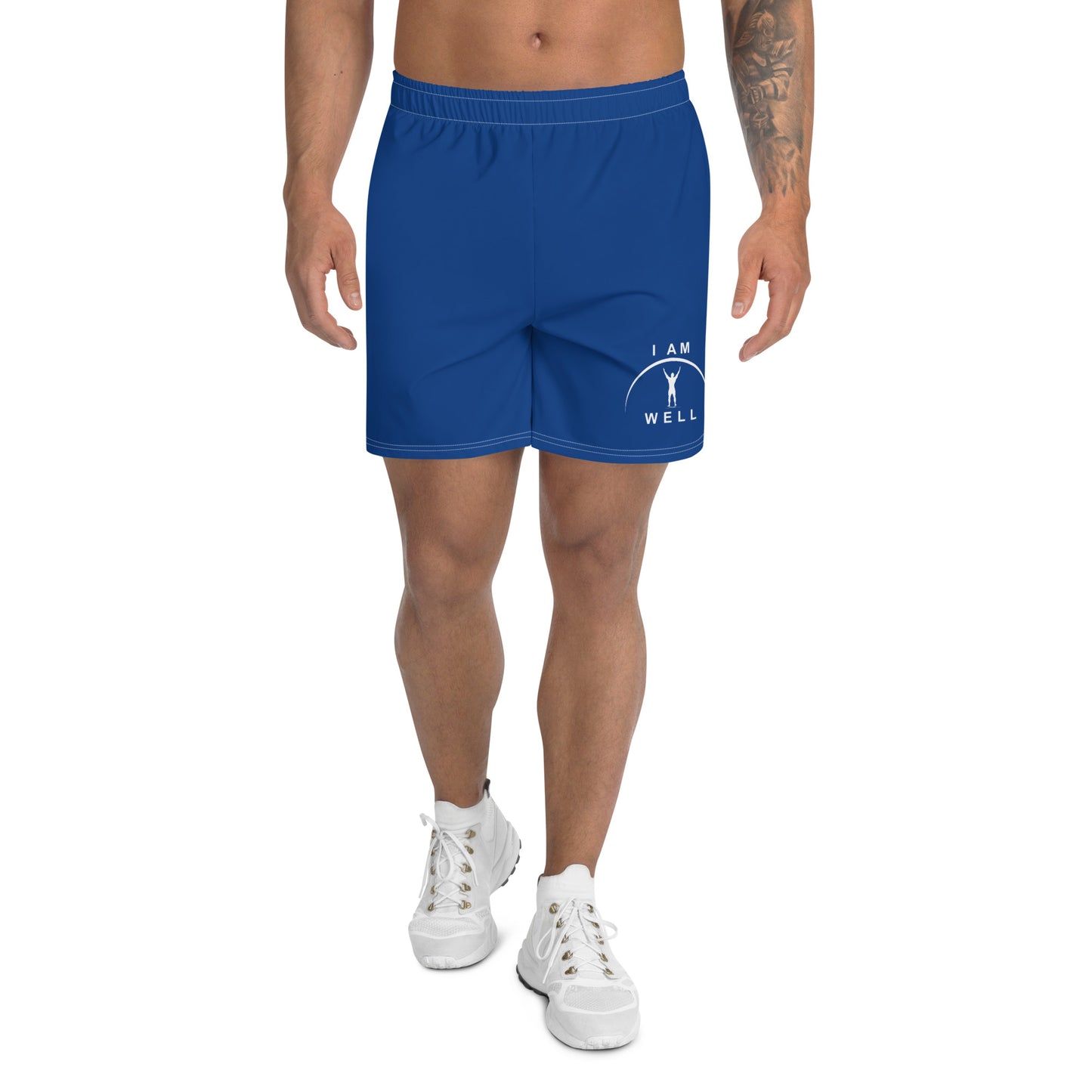 I AM WELL Men's Athletic Shorts - Dark Blue w/ White Logo