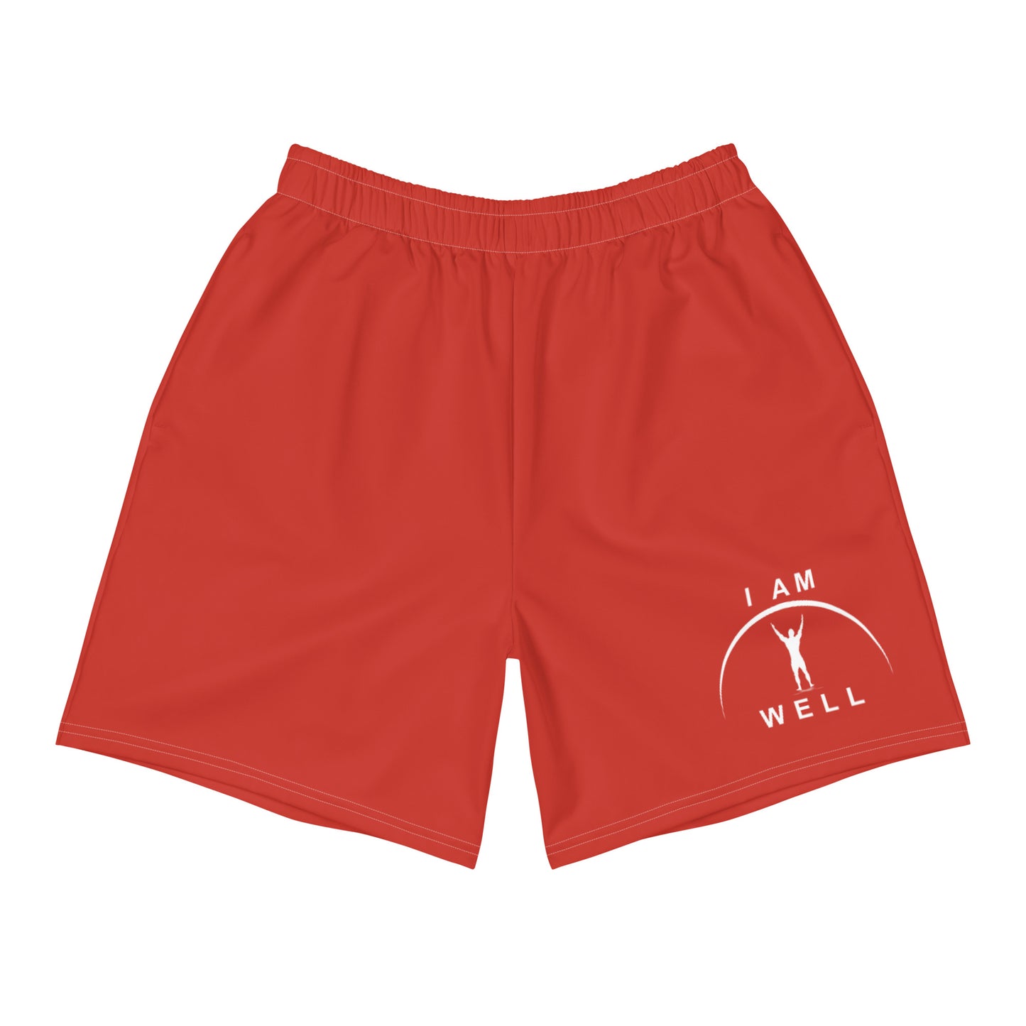 I AM WELL Men's Athletic Shorts - Red w/ White Logo