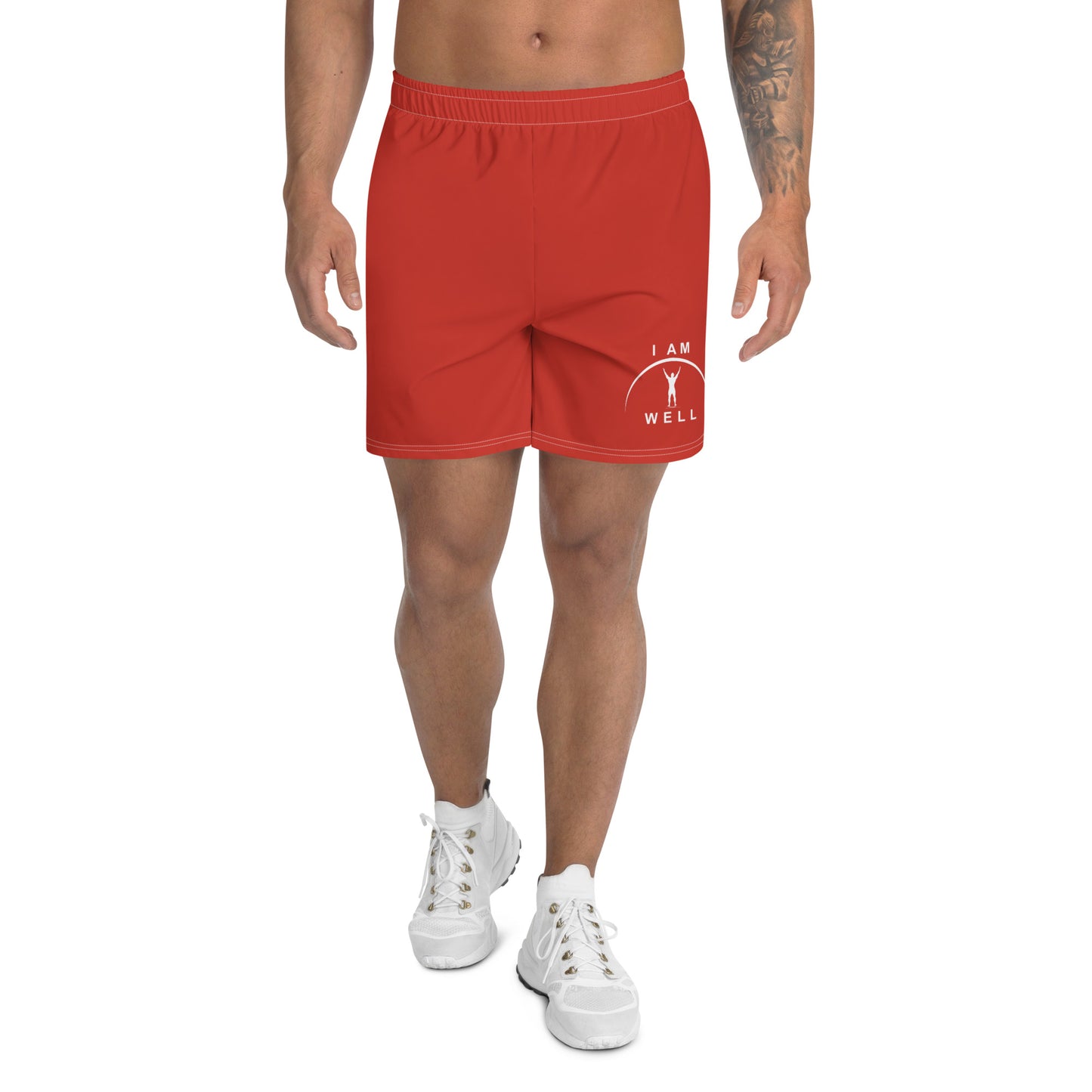 I AM WELL Men's Athletic Shorts - Red w/ White Logo