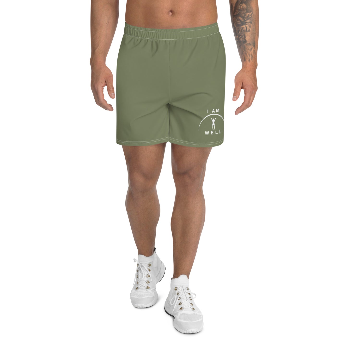 I AM WELL Men's Athletic Shorts - OD Green w/ White Logo