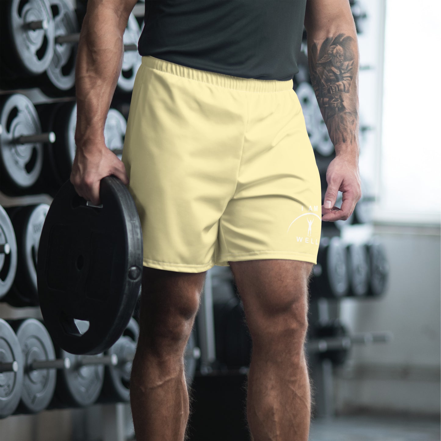 I AM WELL Men's Athletic Shorts - Yellow w/ White Logo