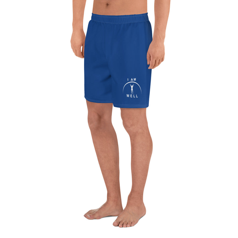 I AM WELL Men's Athletic Shorts - Dark Blue w/ White Logo