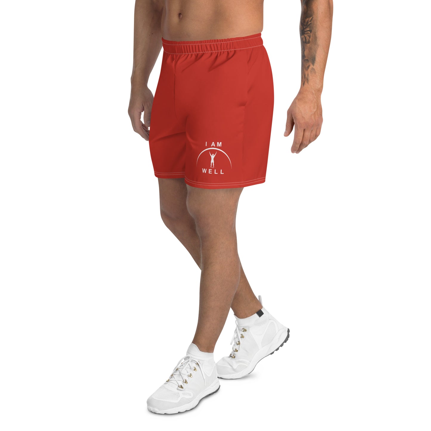 I AM WELL Men's Athletic Shorts - Red w/ White Logo