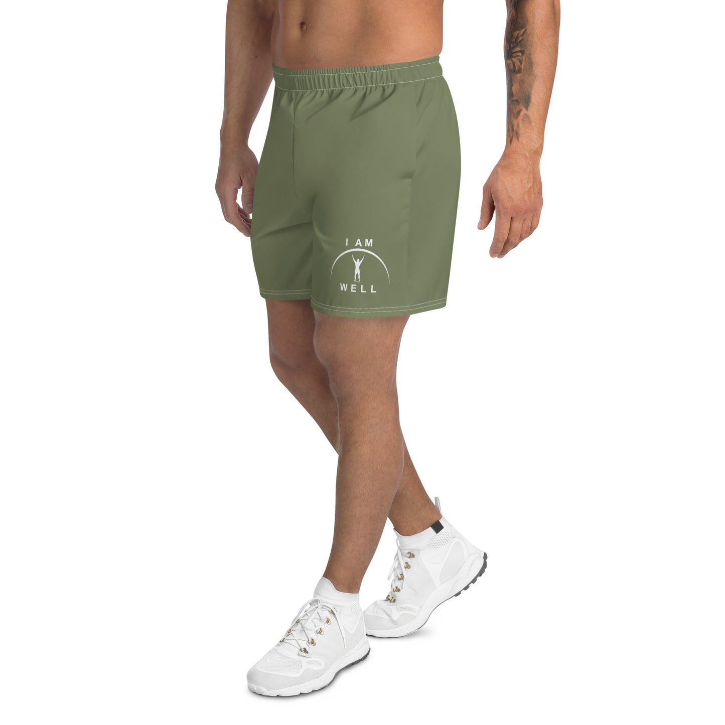 I AM WELL Men's Athletic Shorts - OD Green w/ White Logo