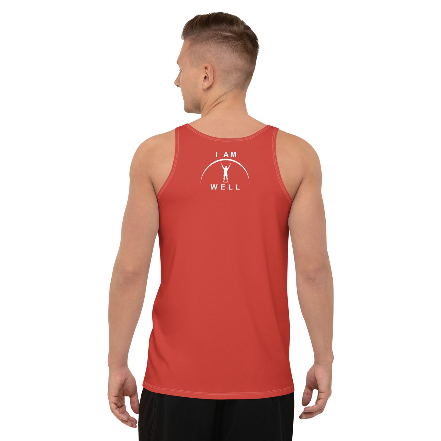 I AM WELL Men's Performance Tank Top - Red w/ White Logo