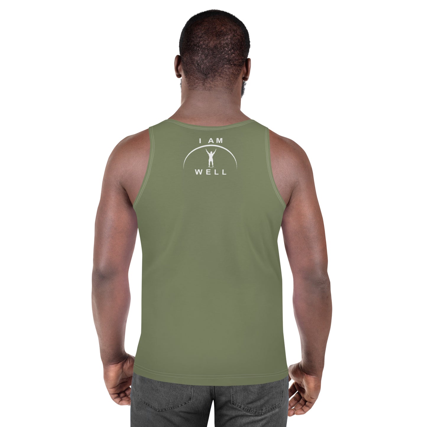 I AM WELL Men's Performance Tank Top - OD Green w/ White Logo