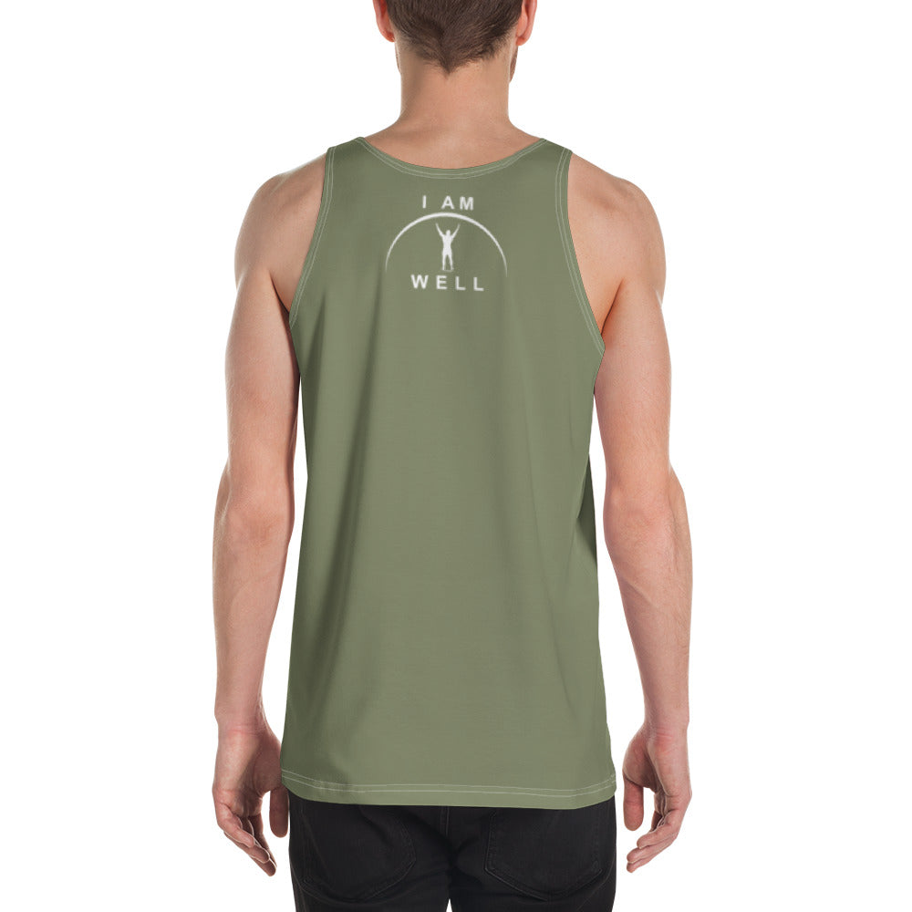 I AM WELL Men's Performance Tank Top - OD Green w/ White Logo