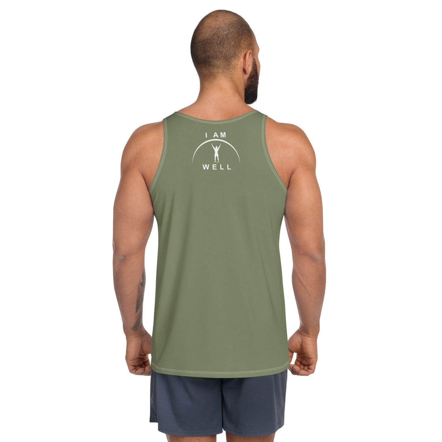 I AM WELL Men's Performance Tank Top - OD Green w/ White Logo