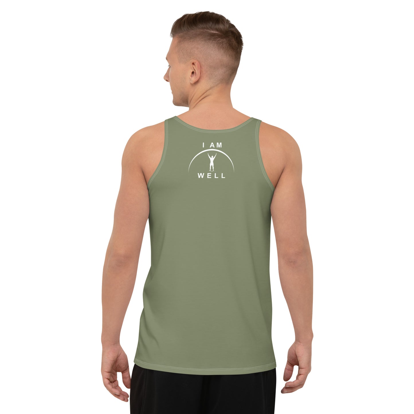 I AM WELL Men's Performance Tank Top - OD Green w/ White Logo