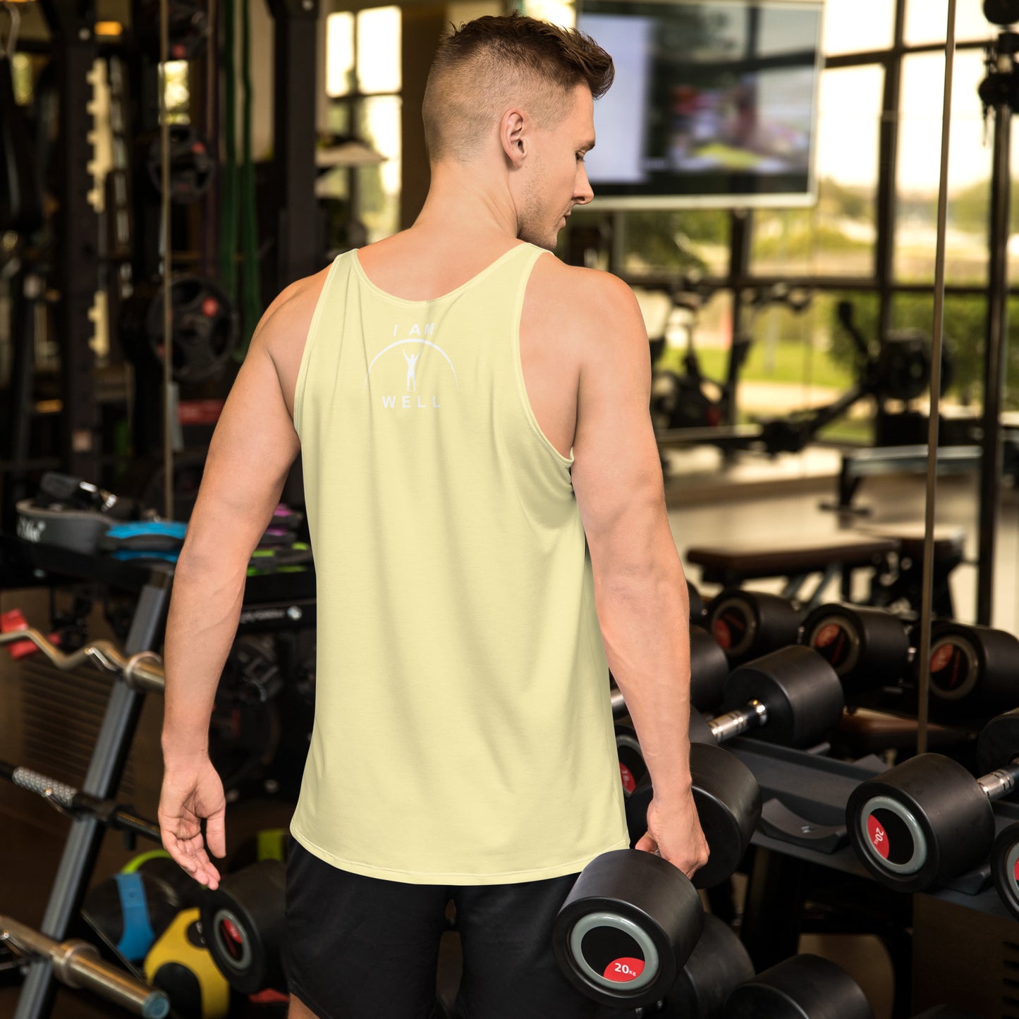 I AM WELL Men's Performance Tank Top - Yellow w/ White Logo