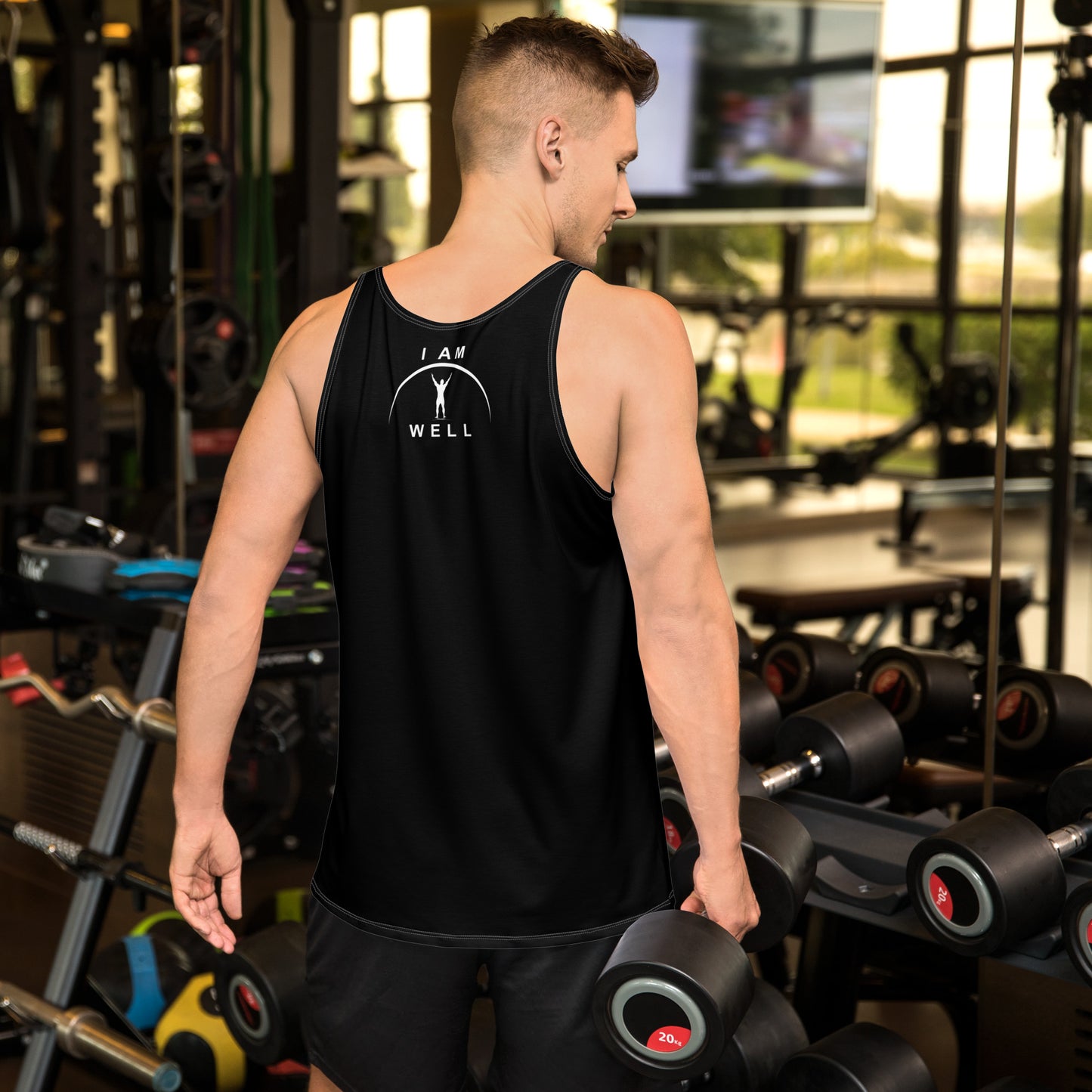 I AM WELL Men's Performance Tank Top - Black w/ White Logo