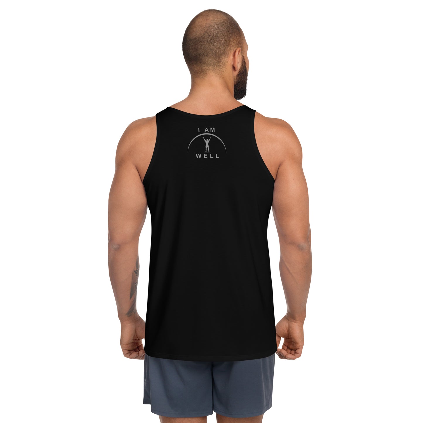 I AM WELL Men's Performance Tank Top - Black w/ Grey Logo - Male