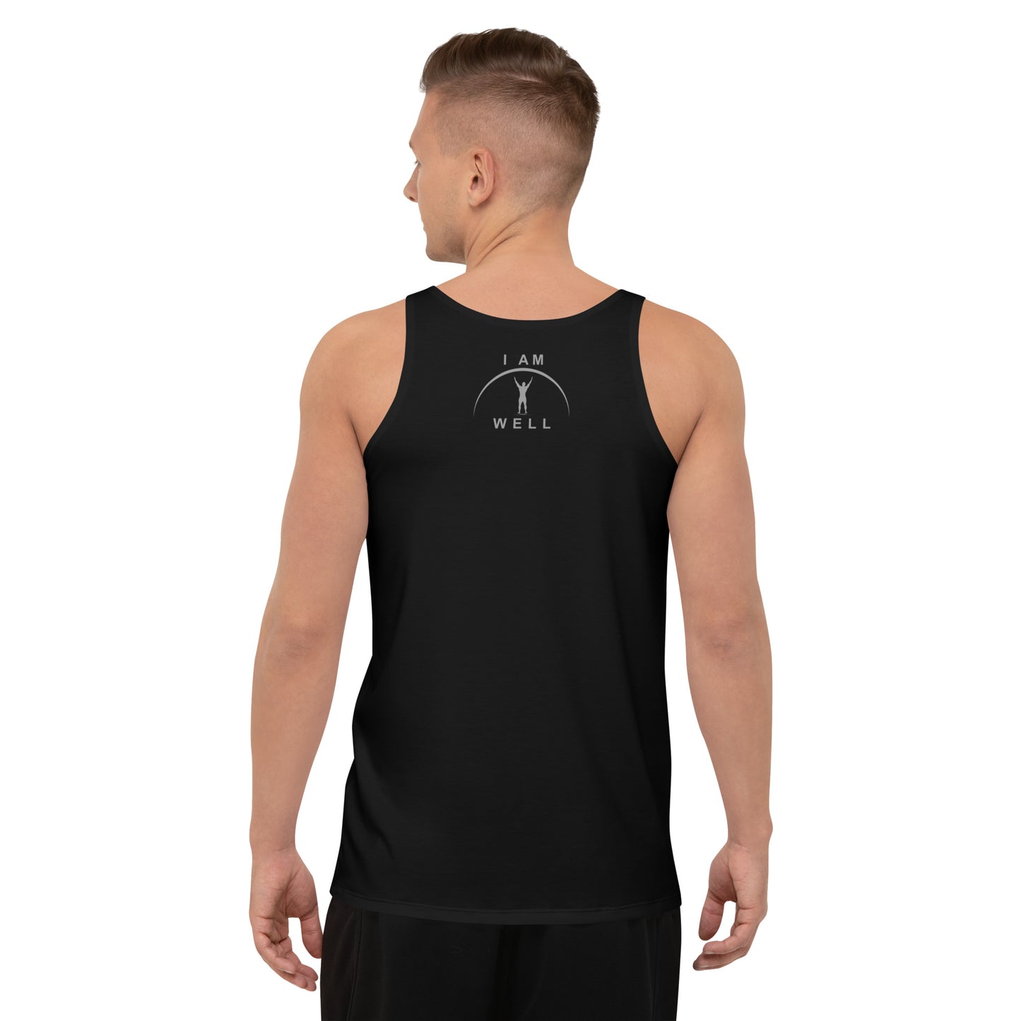 I AM WELL Men's Performance Tank Top - Black w/ Grey Logo - Male