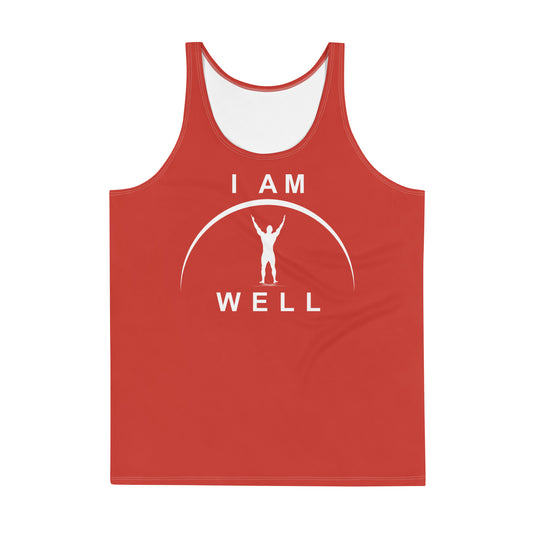 I AM WELL Men's Performance Tank Top - Red w/ White Logo