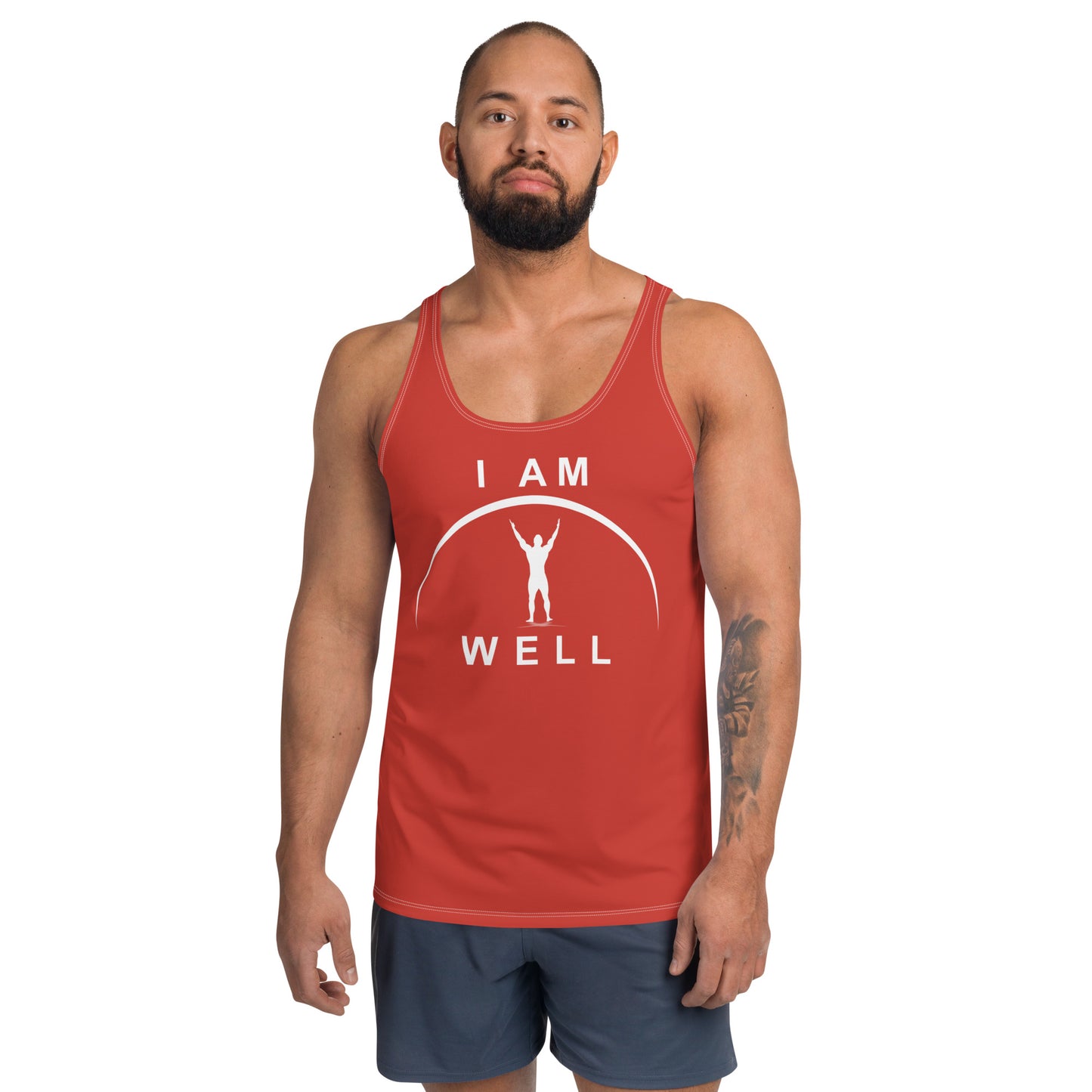 I AM WELL Men's Performance Tank Top - Red w/ White Logo