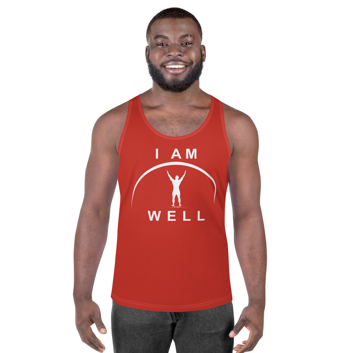 I AM WELL Men's Performance Tank Top - Red w/ White Logo