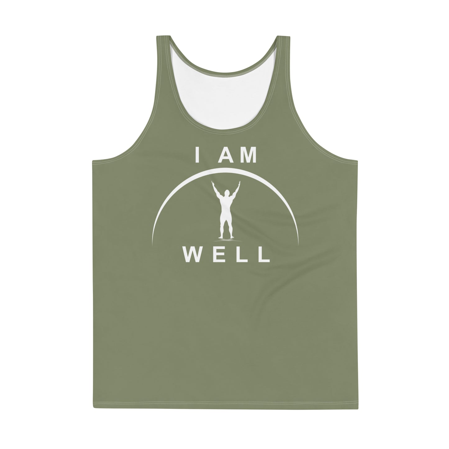 I AM WELL Men's Performance Tank Top - OD Green w/ White Logo