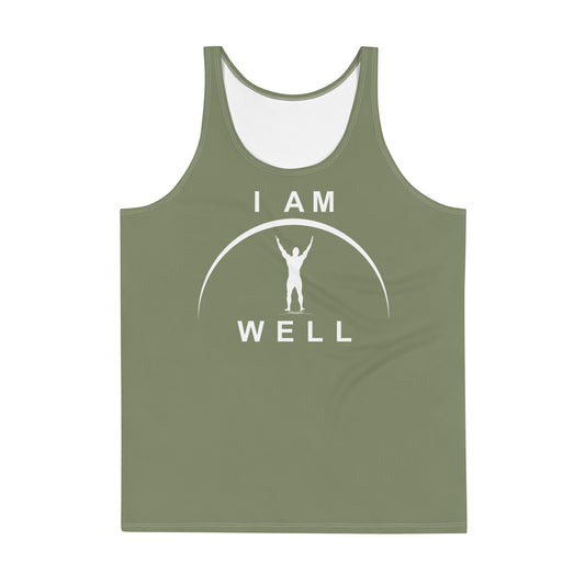 I AM WELL Men's Performance Tank Top - OD Green w/ White Logo