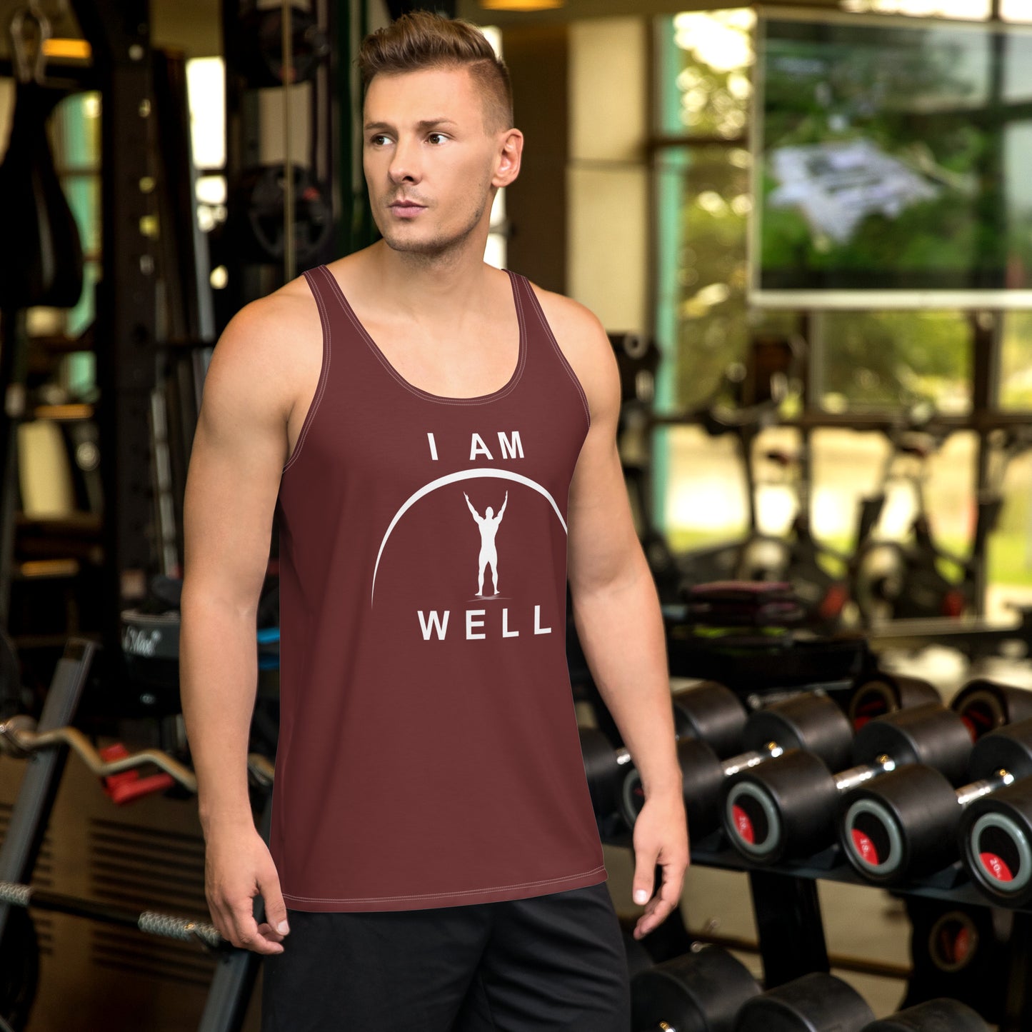 I AM WELL Men's Performance Tank Top - Auburn w/ White Logo