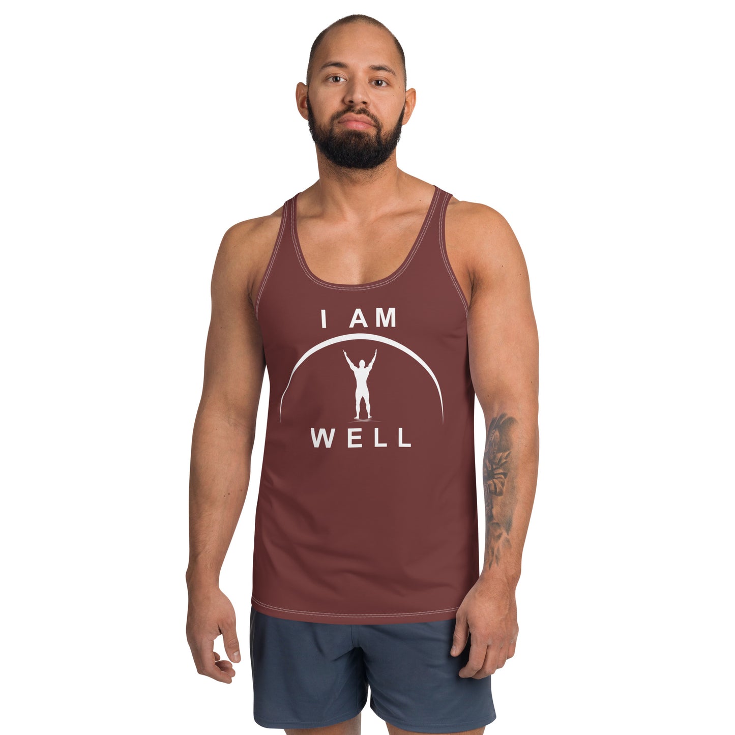 I AM WELL Men's Performance Tank Top - Auburn w/ White Logo