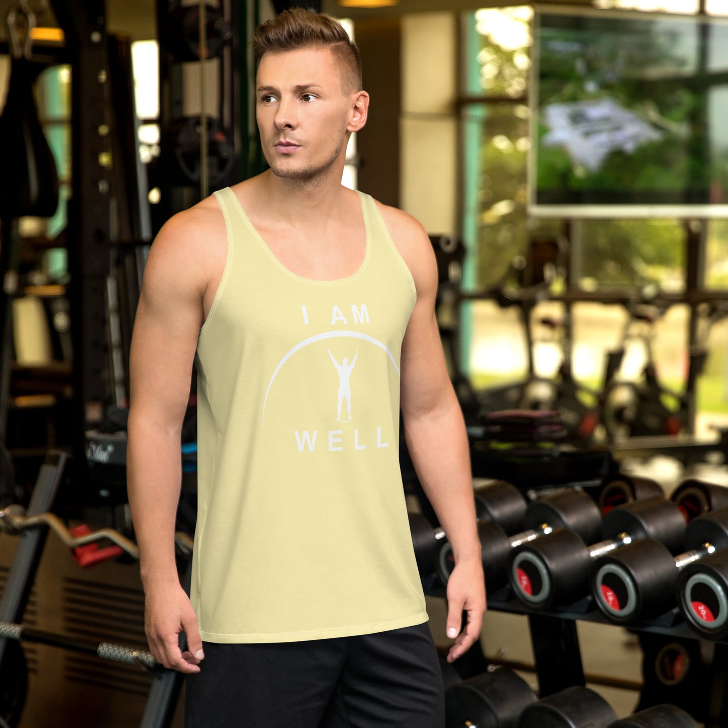 I AM WELL Men's Performance Tank Top - Yellow w/ White Logo