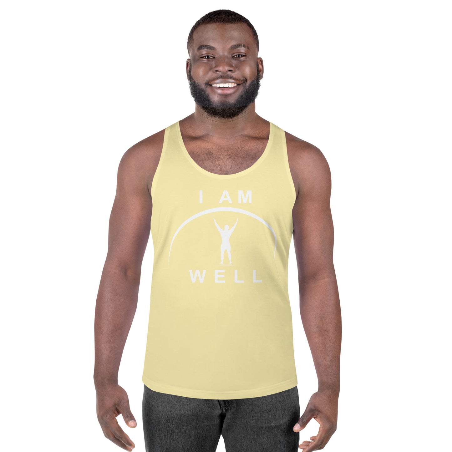 I AM WELL Men's Performance Tank Top - Yellow w/ White Logo