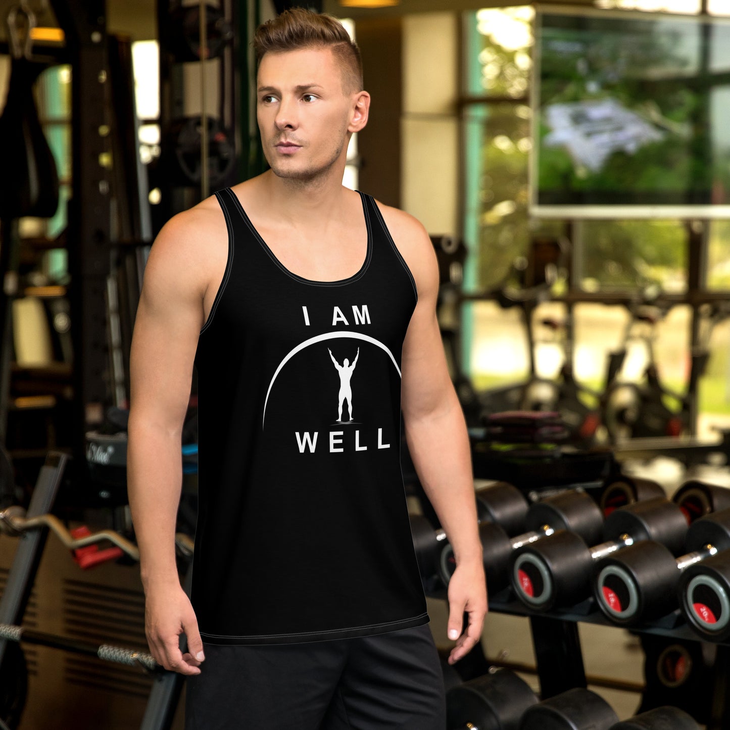 I AM WELL Men's Performance Tank Top - Black w/ White Logo