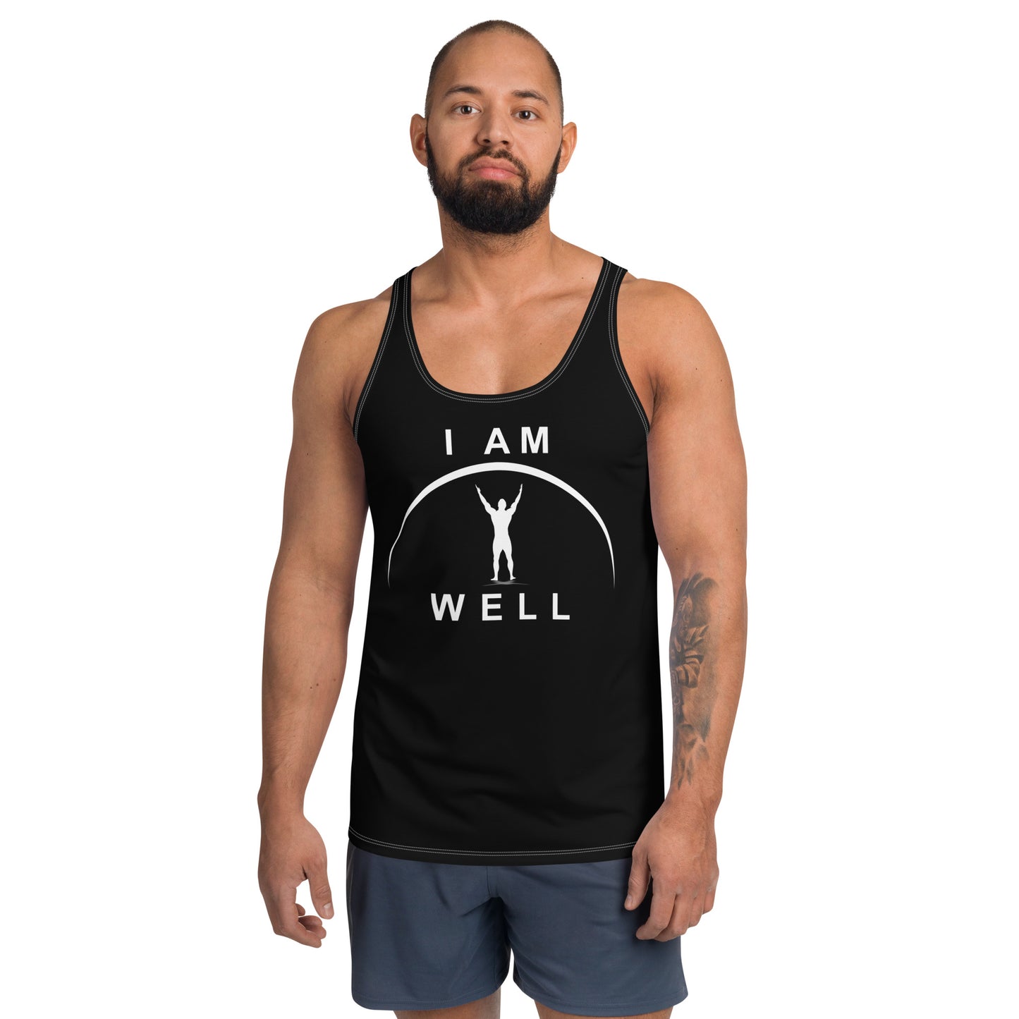 I AM WELL Men's Performance Tank Top - Black w/ White Logo