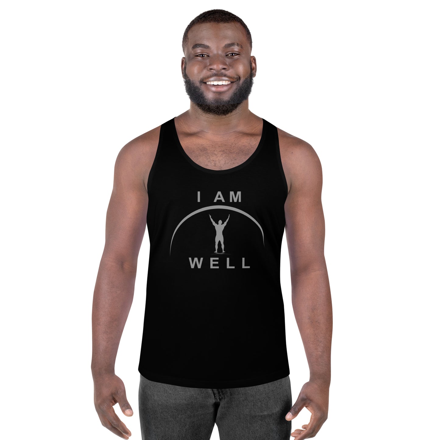 I AM WELL Men's Performance Tank Top - Black w/ Grey Logo - Male