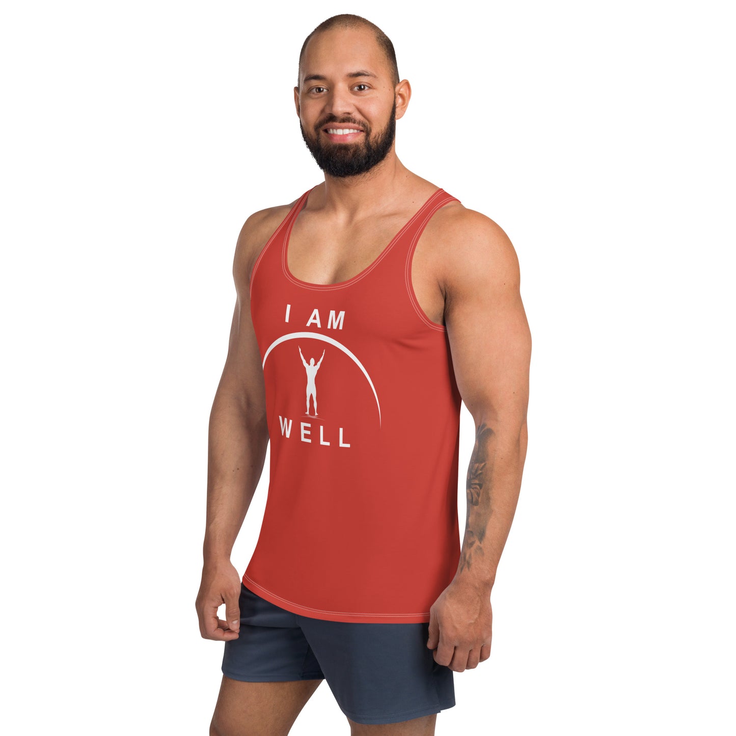 I AM WELL Men's Performance Tank Top - Red w/ White Logo